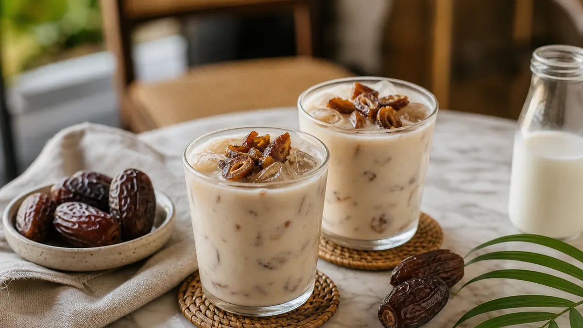 Susu kurma dingin dengan kurma medjool
