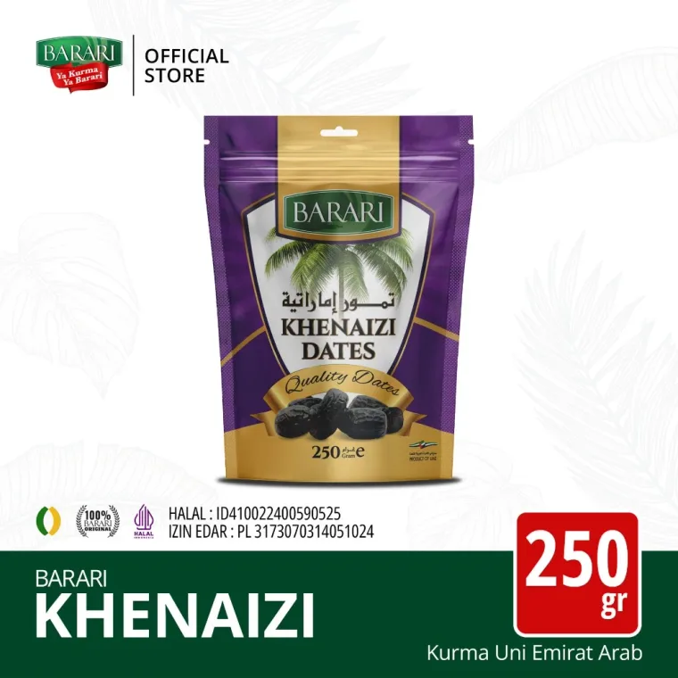 Kemasan pouch eceran Kurma Khenaizi Barari