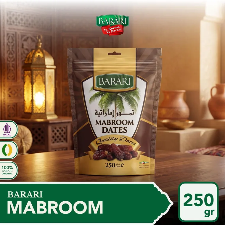Kemasan pouch eceran Kurma Mabroom Barari