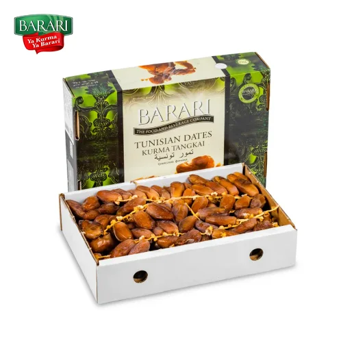 Kemasan karton Kurma Tunisia Barari berisi Deglet Nour